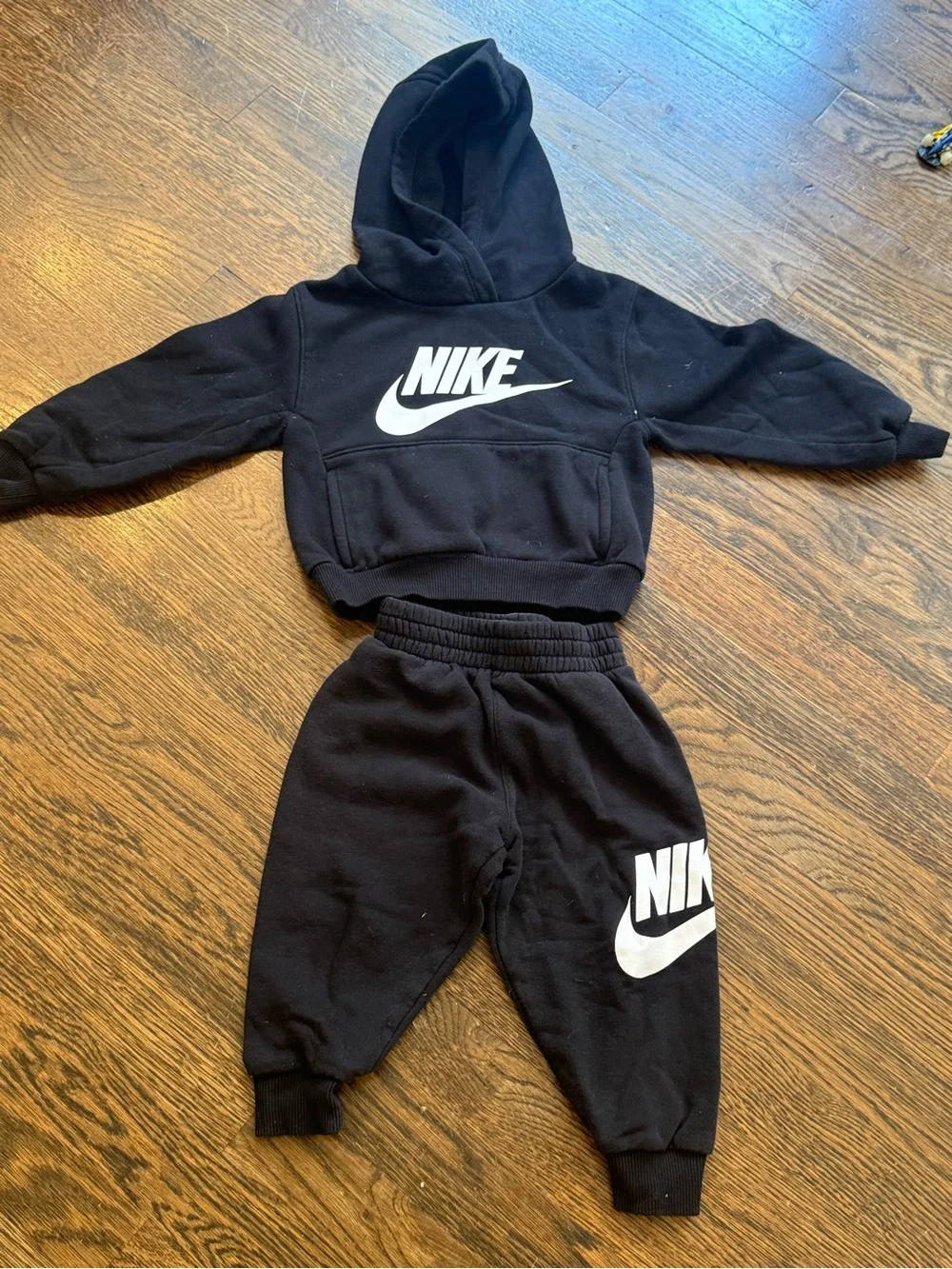 Nike Kids Black Hoodie & Joggers Set with White Logo